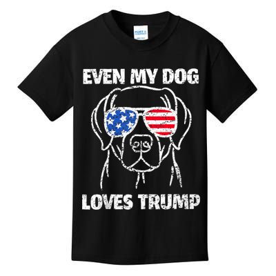 Labrador Dog Flag Sunglasses Even My Dog Loves Trump 2024 Kids T-Shirt
