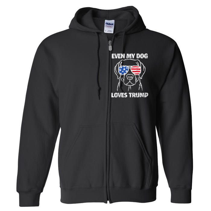 Labrador Dog Flag Sunglasses Even My Dog Loves Trump 2024 Full Zip Hoodie