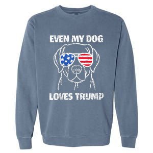 Labrador Dog Flag Sunglasses Even My Dog Loves Trump 2024 Garment-Dyed Sweatshirt