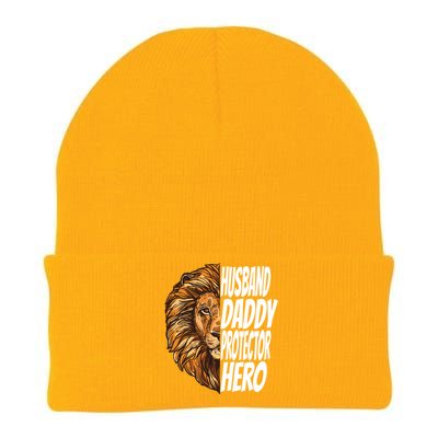 Lion Dad Funny Husband Daddy Protector Hero Gift Knit Cap Winter Beanie