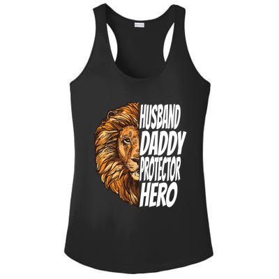 Lion Dad Funny Husband Daddy Protector Hero Gift Ladies PosiCharge Competitor Racerback Tank