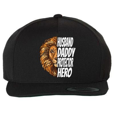 Lion Dad Funny Husband Daddy Protector Hero Gift Wool Snapback Cap