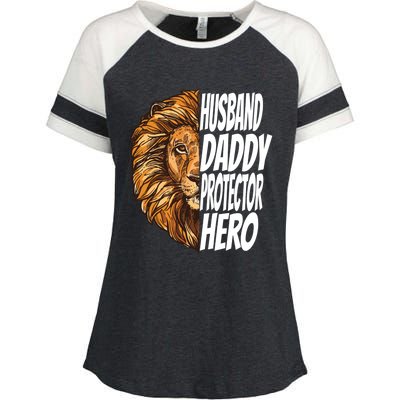 Lion Dad Funny Husband Daddy Protector Hero Gift Enza Ladies Jersey Colorblock Tee