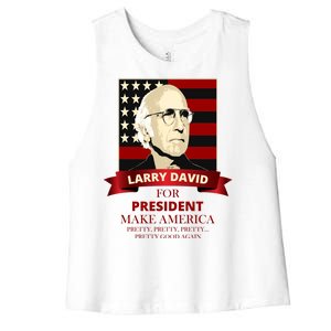 Larry David For President Women's Racerback Cropped Tank