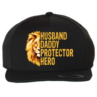 Lion Dad Funny Husband Daddy Protector Hero Fathers Day Funny Gift Wool Snapback Cap