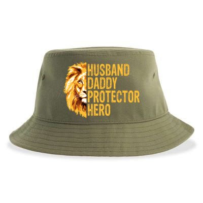 Lion Dad Funny Husband Daddy Protector Hero Fathers Day Funny Gift Sustainable Bucket Hat