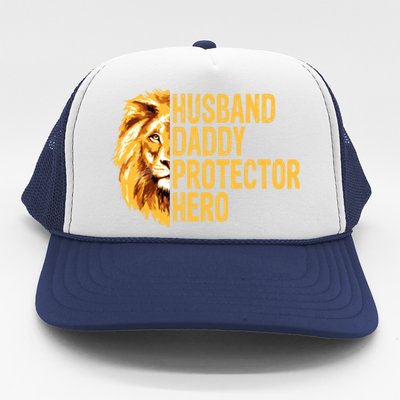 Lion Dad Funny Husband Daddy Protector Hero Fathers Day Funny Gift Trucker Hat