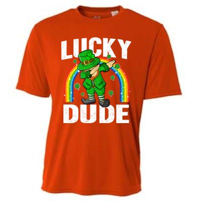 Lucky Dude Funny St Patricks Day Dabbing Leprechaun Cool Gift Cooling Performance Crew T-Shirt