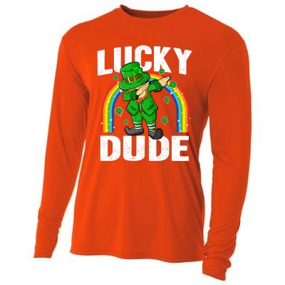 Lucky Dude Funny St Patricks Day Dabbing Leprechaun Cool Gift Cooling Performance Long Sleeve Crew