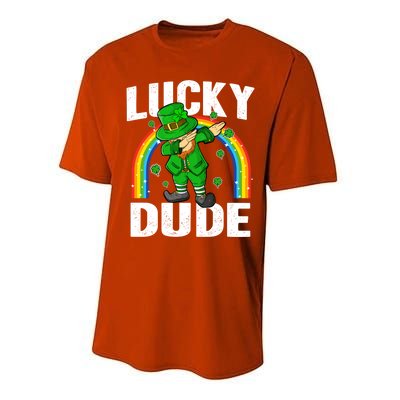 Lucky Dude Funny St Patricks Day Dabbing Leprechaun Cool Gift Performance Sprint T-Shirt