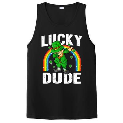 Lucky Dude Funny St Patricks Day Dabbing Leprechaun Cool Gift PosiCharge Competitor Tank