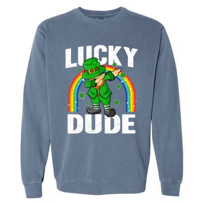 Lucky Dude Funny St Patricks Day Dabbing Leprechaun Cool Gift Garment-Dyed Sweatshirt