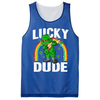 Lucky Dude Funny St Patricks Day Dabbing Leprechaun Cool Gift Mesh Reversible Basketball Jersey Tank