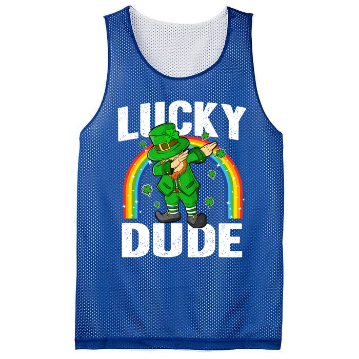 Lucky Dude Funny St Patricks Day Dabbing Leprechaun Cool Gift Mesh Reversible Basketball Jersey Tank