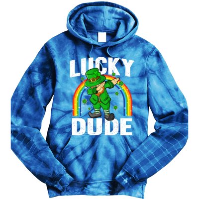 Lucky Dude Funny St Patricks Day Dabbing Leprechaun Cool Gift Tie Dye Hoodie