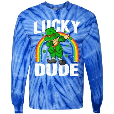 Lucky Dude Funny St Patricks Day Dabbing Leprechaun Cool Gift Tie-Dye Long Sleeve Shirt