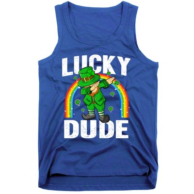 Lucky Dude Funny St Patricks Day Dabbing Leprechaun Cool Gift Tank Top