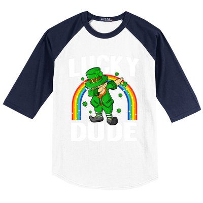 Lucky Dude Funny St Patricks Day Dabbing Leprechaun Cool Gift Baseball Sleeve Shirt