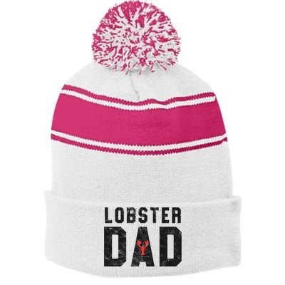 Lobster Dad Funny Vintage Black Gift Stripe Pom Pom Beanie