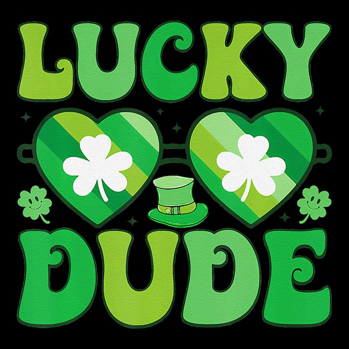 Lucky Dude Groovy St Patricks Day Sunglasses Clover Irish Flexfit Unipanel Trucker Cap