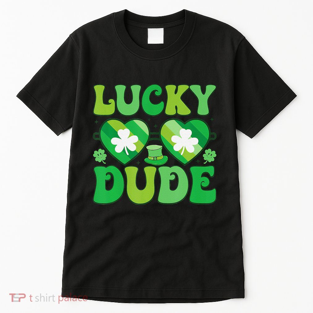 Lucky Dude Groovy St Patricks Day Sunglasses Clover Irish Tall T-Shirt