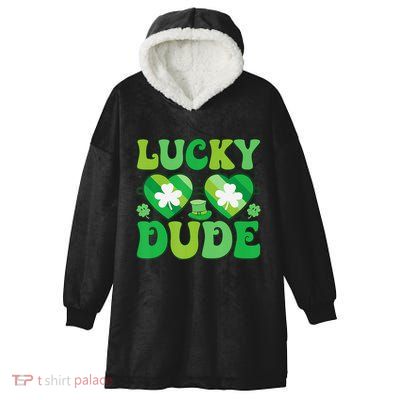 Lucky Dude Groovy St Patricks Day Sunglasses Clover Irish Hooded Wearable Blanket