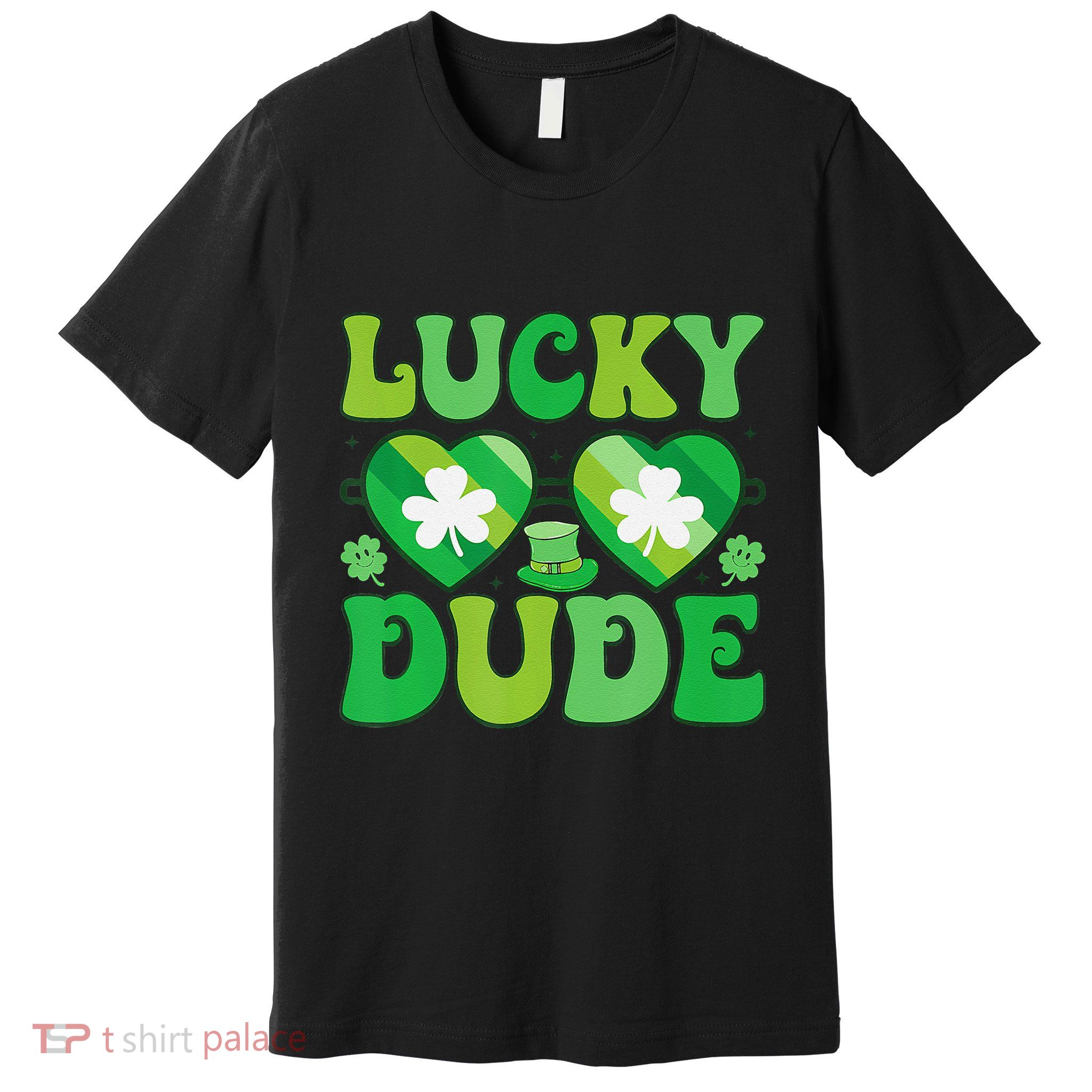 Lucky Dude Groovy St Patricks Day Sunglasses Clover Irish Premium T-Shirt