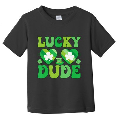 Lucky Dude Groovy St Patricks Day Sunglasses Clover Irish Toddler T-Shirt