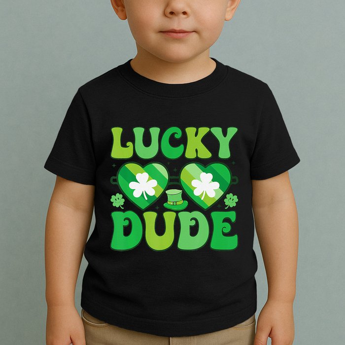 Lucky Dude Groovy St Patricks Day Sunglasses Clover Irish Toddler T-Shirt