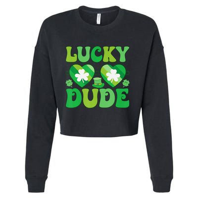 Lucky Dude Groovy St Patricks Day Sunglasses Clover Irish Cropped Pullover Crew