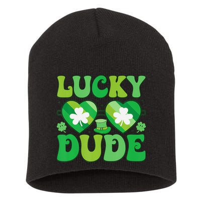 Lucky Dude Groovy St Patricks Day Sunglasses Clover Irish Short Acrylic Beanie