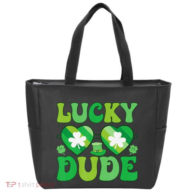 Lucky Dude Groovy St Patricks Day Sunglasses Clover Irish Zip Tote Bag