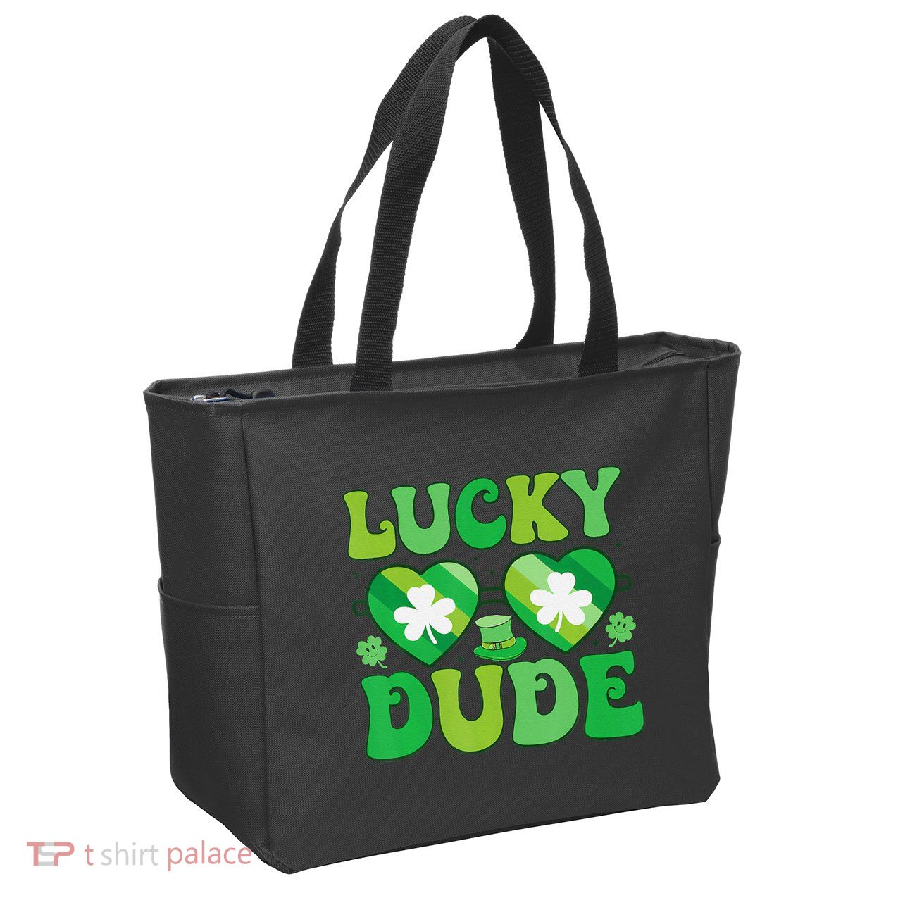 Lucky Dude Groovy St Patricks Day Sunglasses Clover Irish Zip Tote Bag