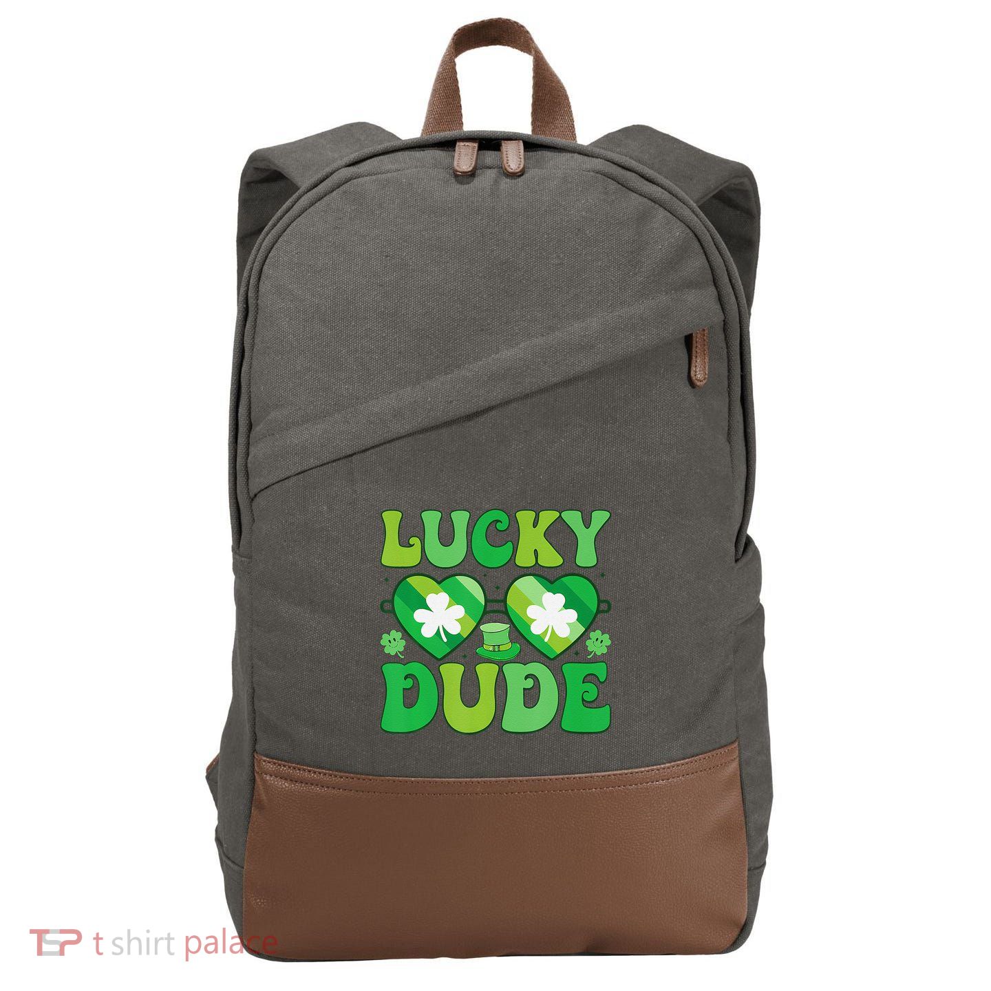 Lucky Dude Groovy St Patricks Day Sunglasses Clover Irish Cotton Canvas Backpack