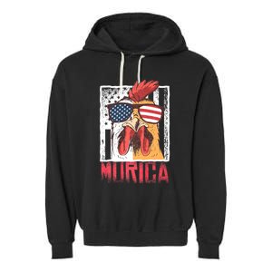 Labor Day Gift Merica Sunglasses Cock Funny Rooster Murica Garment-Dyed Fleece Hoodie