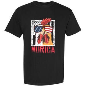 Labor Day Gift Merica Sunglasses Cock Funny Rooster Murica Garment-Dyed Heavyweight T-Shirt