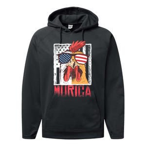 Labor Day Gift Merica Sunglasses Cock Funny Rooster Murica Performance Fleece Hoodie