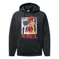 Labor Day Gift Merica Sunglasses Cock Funny Rooster Murica Performance Fleece Hoodie