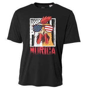 Labor Day Gift Merica Sunglasses Cock Funny Rooster Murica Cooling Performance Crew T-Shirt