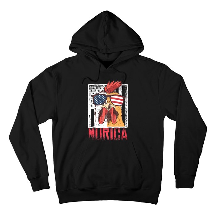 Labor Day Gift Merica Sunglasses Cock Funny Rooster Murica Hoodie