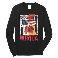 Labor Day Gift Merica Sunglasses Cock Funny Rooster Murica Long Sleeve Shirt