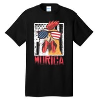 Labor Day Gift Merica Sunglasses Cock Funny Rooster Murica Tall T-Shirt