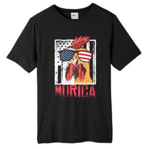 Labor Day Gift Merica Sunglasses Cock Funny Rooster Murica Tall Fusion ChromaSoft Performance T-Shirt