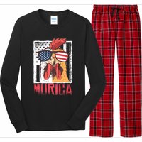 Labor Day Gift Merica Sunglasses Cock Funny Rooster Murica Long Sleeve Pajama Set