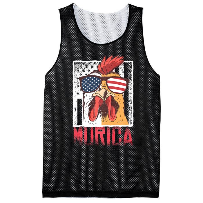 Labor Day Gift Merica Sunglasses Cock Funny Rooster Murica Mesh Reversible Basketball Jersey Tank