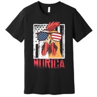 Labor Day Gift Merica Sunglasses Cock Funny Rooster Murica Premium T-Shirt