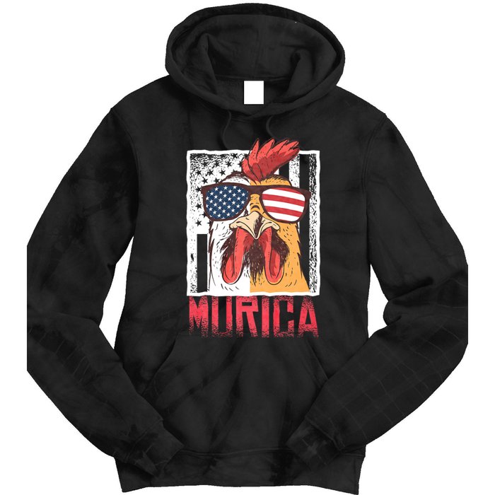 Labor Day Gift Merica Sunglasses Cock Funny Rooster Murica Tie Dye Hoodie