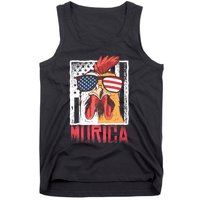 Labor Day Gift Merica Sunglasses Cock Funny Rooster Murica Tank Top