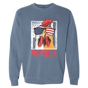 Labor Day Gift Merica Sunglasses Cock Funny Rooster Murica Garment-Dyed Sweatshirt