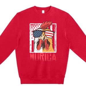 Labor Day Gift Merica Sunglasses Cock Funny Rooster Murica Premium Crewneck Sweatshirt